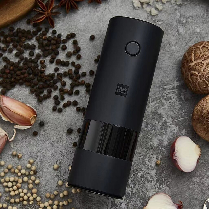 Xiaomi Youpin Huohou Elektrický automatický mlynček na korenie a soľ LED svetlo 5 režimov Drvič na korenie a korenie na varenie