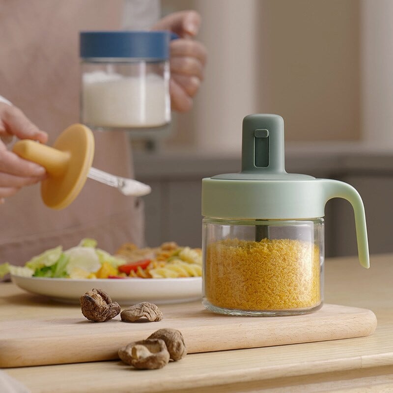 Teleskopická lyžica, korenie, sklenená nádoba, sada kuchynských úložísk, korenie, soľ, cukor, fľaša, uzavretý vlhkosťodolný stojan na korenie, NOVINKA