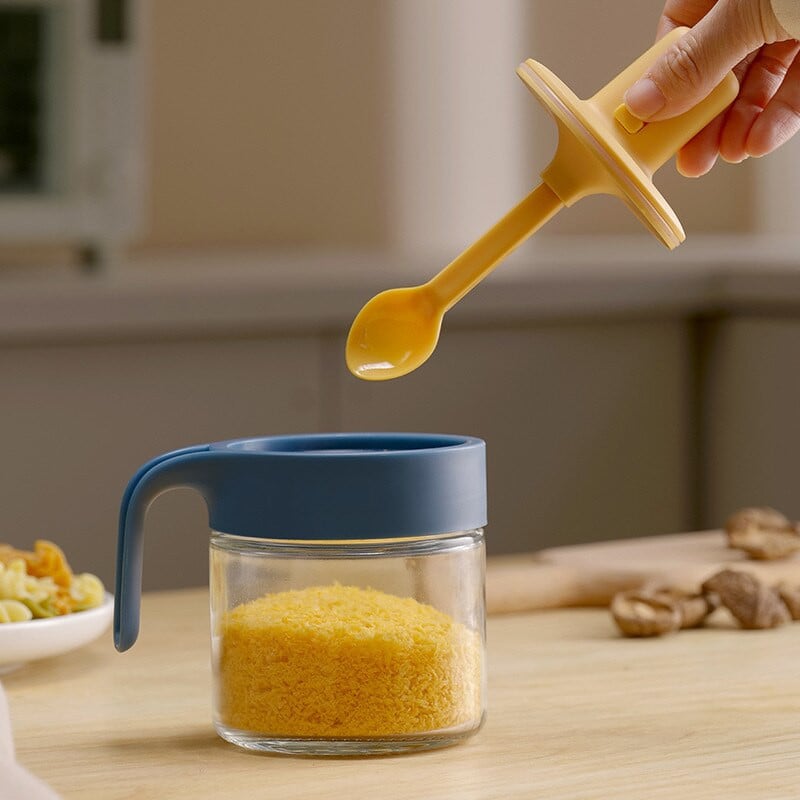 Teleskopická lyžica, korenie, sklenená nádoba, sada kuchynských úložísk, korenie, soľ, cukor, fľaša, uzavretý vlhkosťodolný stojan na korenie, NOVINKA