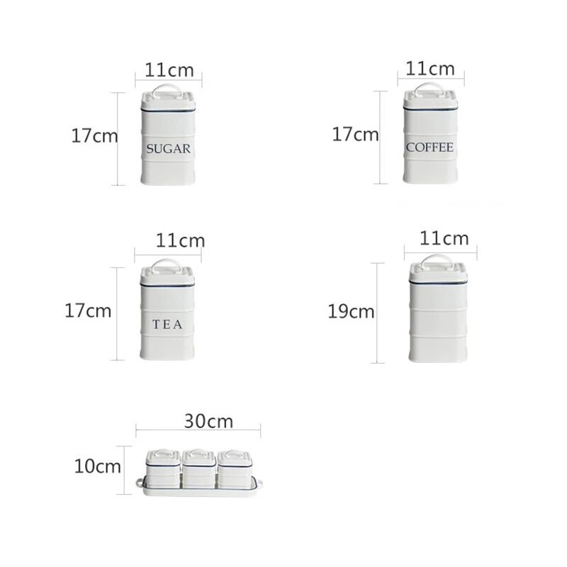 FANCITY Keraminis kavos indelis su cukrumi su dangteliu prieskonių indelis Virtuvė Drėgmei atsparus sojos padažas, acto butelis Šiuolaikinė buitinė arbata jūra