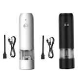 Elektrický mlynček na korenie s LED svetlom, keramický, nastaviteľná hrubosť, jednou rukou ovládaný mlynček na soľ a korenie na soľ a korenie