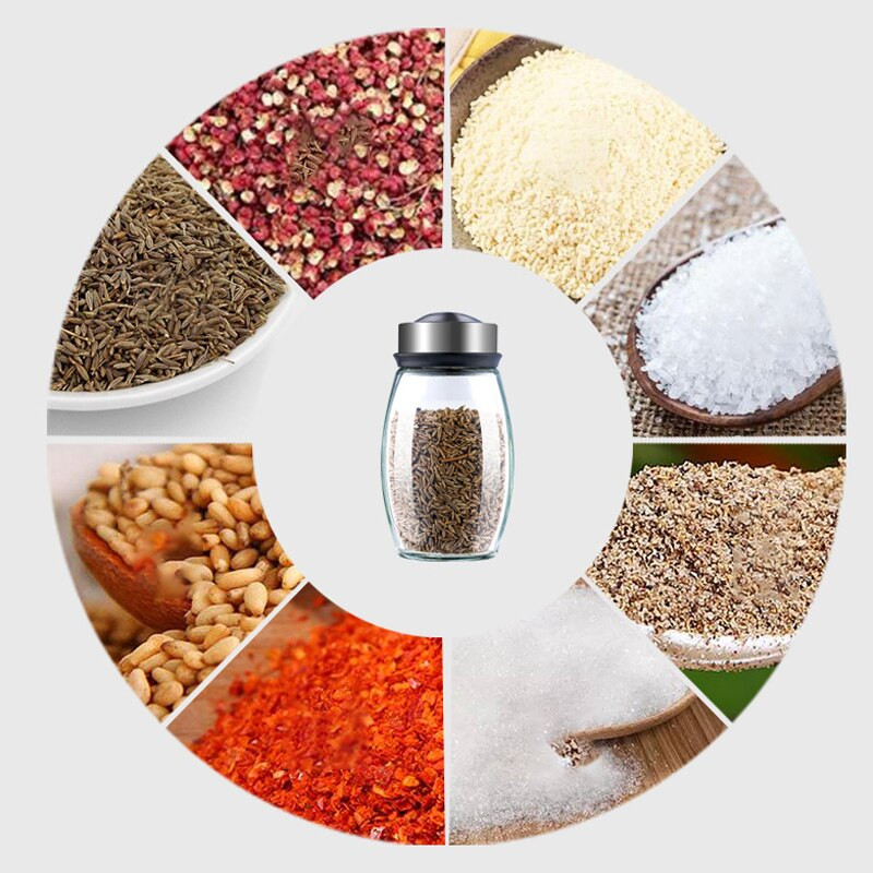 Sklenená fľaša na korenie, otočný úložný box na korenie, korenie, soľnička, nádoba na korenie, sada pohárov na korenie, kuchynský organizér