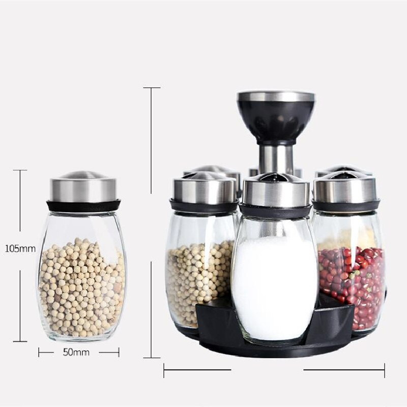Sklenená fľaša na korenie, otočný úložný box na korenie, korenie, soľnička, nádoba na korenie, sada pohárov na korenie, kuchynský organizér