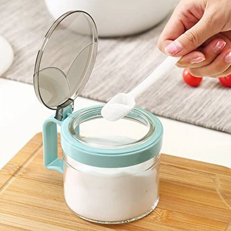 Skatinimas! Prieskonių talpyklos prieskonių dėžutės stiklas su šaukštu, prieskonių dėžutės prieskonių lentynėlė (3 puodai)