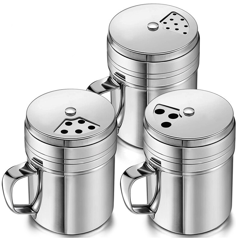 NHBR 3-dielna fľaša na korenie s rukoväťou, nerezová trepačka na korenie, kovová všestranná trepačka na korenie s otočným krytom