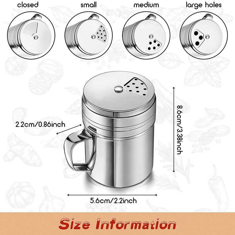 NHBR 3-dielna fľaša na korenie s rukoväťou, nerezová trepačka na korenie, kovová všestranná trepačka na korenie s otočným krytom