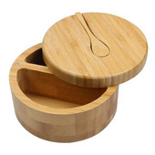 Kutija za začine od bambusa sa žličicom koja se okreće poklopcem Limenka za začine od bambusa Magnetska usisna limenka Kutija za sol s dvostrukom rešetkom