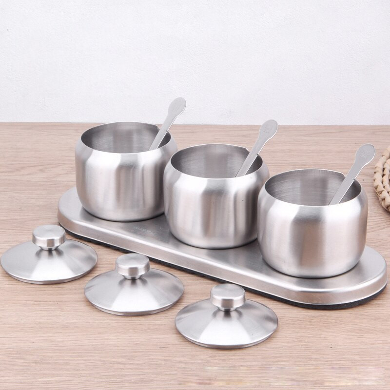 Kuchynské nádoby na korenie z nehrdzavejúcej ocele 18/8, sada na korenie, korenie, stojan na korenie, fľaša na korenie, soľ, korenie, cukor, úložný priestor