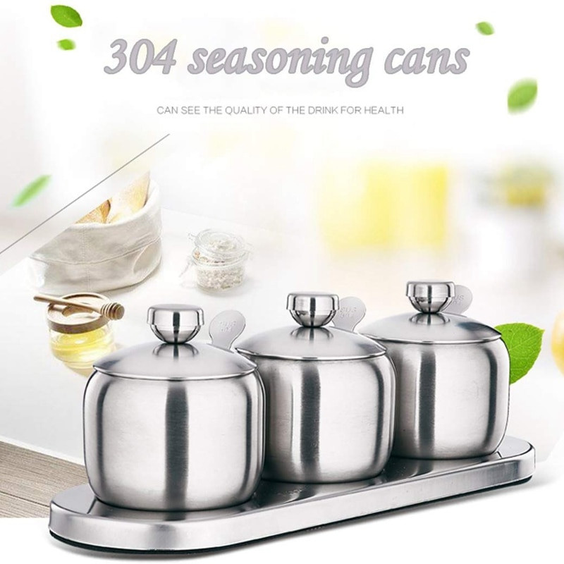 Kuchynské nádoby na korenie z nehrdzavejúcej ocele 18/8, sada na korenie, korenie, stojan na korenie, fľaša na korenie, soľ, korenie, cukor, úložný priestor