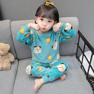 Rudens žiemos mergaičių pižama ilgomis rankovėmis su aplikacijomis