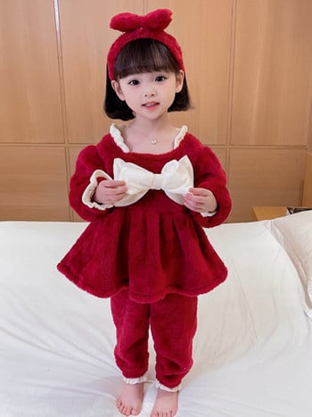 Детска пижама за момичета от две части- с панделка