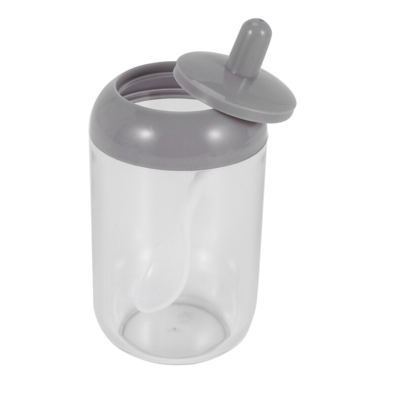 Koreničky, nádoba na korenie soľ/cukor, priehľadná okrúhla kuchynská korenička s viečkom a lyžičkou (2 sivé, 2 biele)