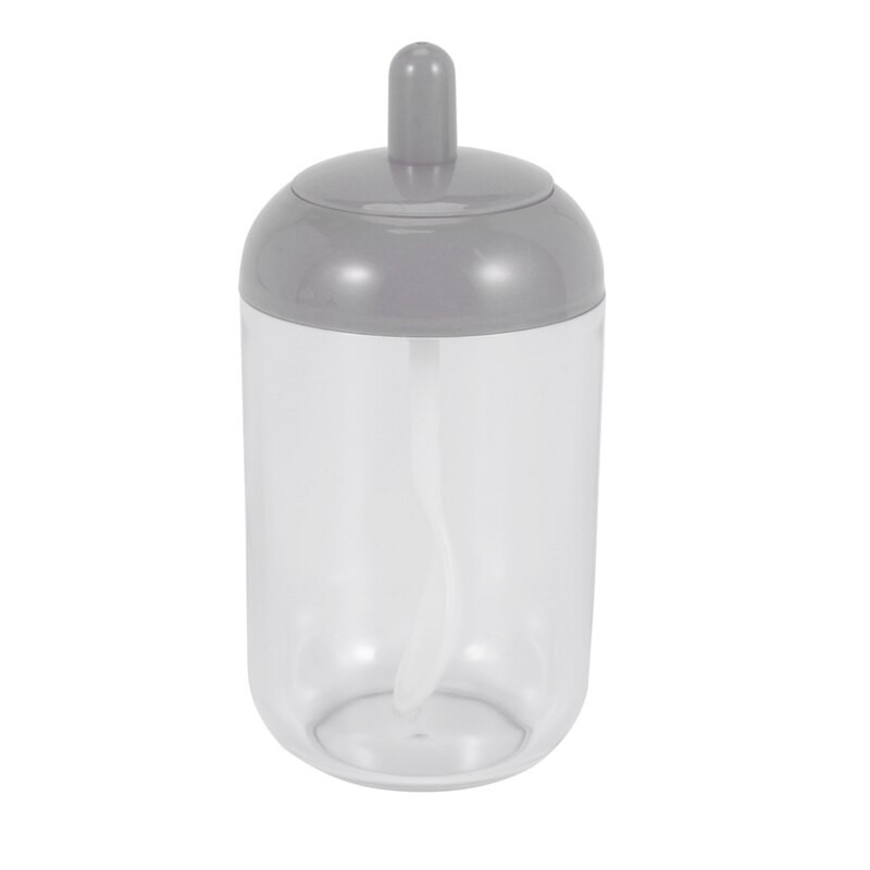 Koreničky, nádoba na korenie soľ/cukor, priehľadná okrúhla kuchynská korenička s viečkom a lyžičkou (2 sivé, 2 biele)