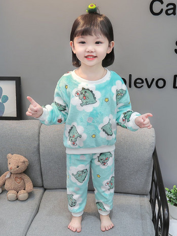 Детска плюшена пижама от две части -за момичета
