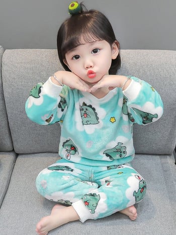 Детска плюшена пижама от две части -за момичета