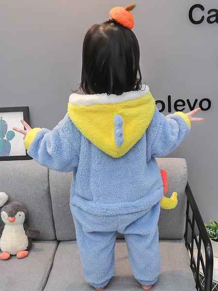 Plyšový pyžamový overal s kapucňou a zapínaním na zips