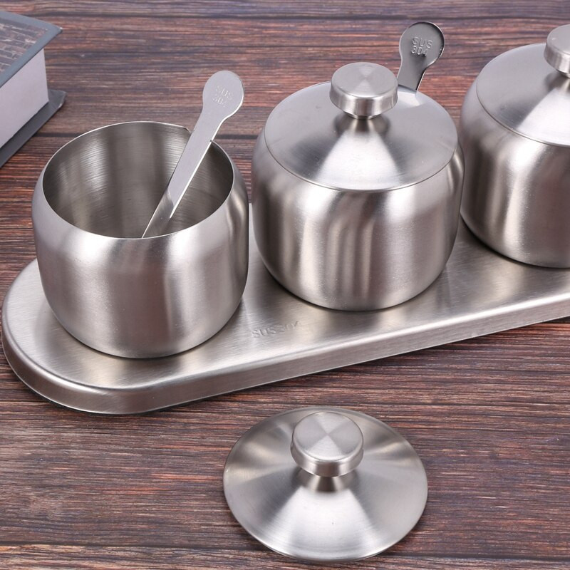 Kuchynské nádoby na korenie z nehrdzavejúcej ocele 18/8, sada na korenie, korenie, stojan na korenie, fľaša na korenie, soľ, korenie, cukor, úložný priestor