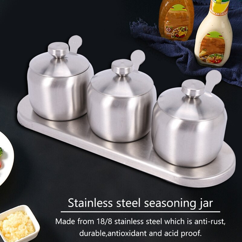Kuchynské nádoby na korenie z nehrdzavejúcej ocele 18/8, sada na korenie, korenie, stojan na korenie, fľaša na korenie, soľ, korenie, cukor, úložný priestor