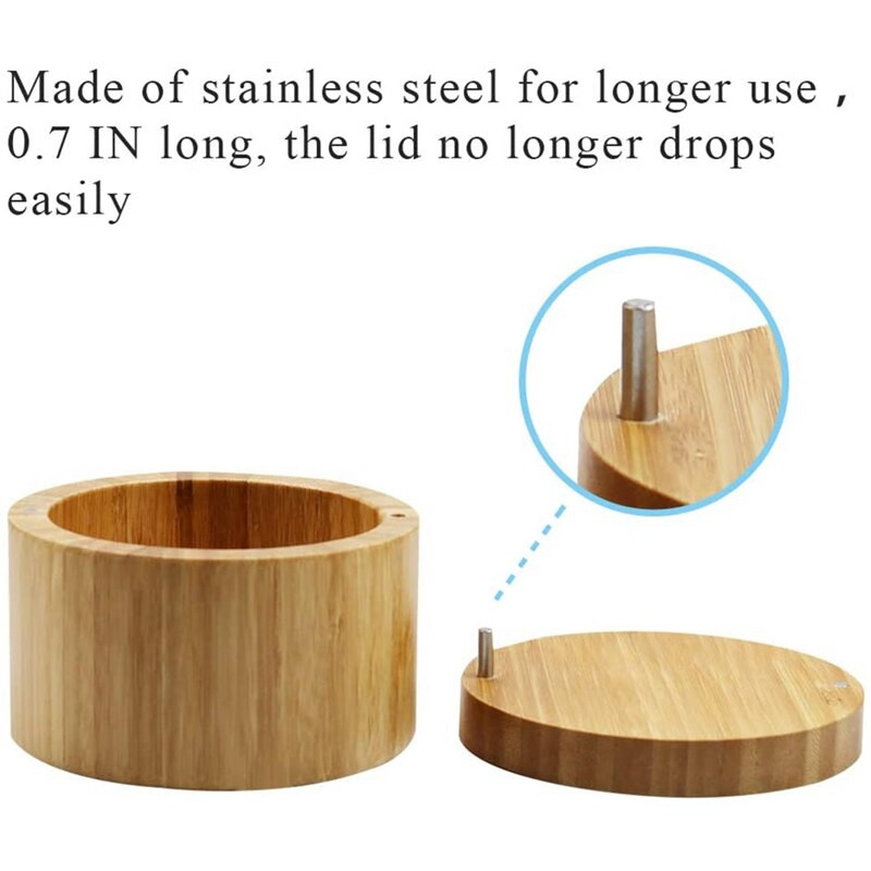 2-balenie bambusových koreniacich krabičiek s lyžičkami - bambusová soľnička s viečkami, bambusová koreniaca nádoba na korenie