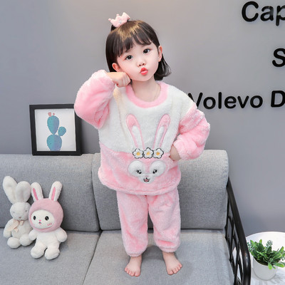 Detské plyšové pyžamo s výšivkou pre dievčatá