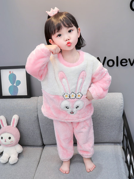 Detské plyšové pyžamo s výšivkou pre dievčatá