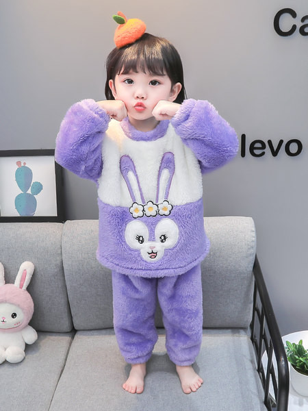 Detské plyšové pyžamo s výšivkou pre dievčatá