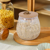 Priehľadná sklenená koreniaca nádoba s viečkom, nádoba na čaj, úložná skrinka na soľ a korenie, cukornička, kuchynské doplnky