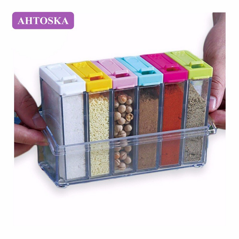 Sada plastových fliaš na korenie, organizér na korenie, úložný box, kuchynská soľnička a korenička, soľnička a korenička