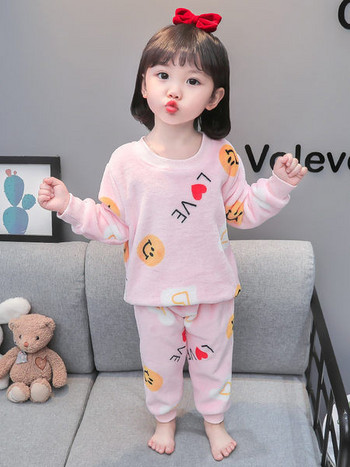 Детска плюшена пижама от две части за момичета