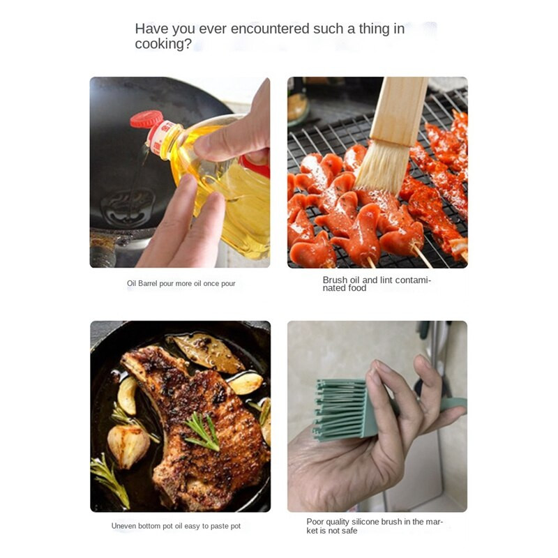 Dávkovač olivového oleja zo skleneného obalu so silikónovou kefkou, 2 v 1, silikónová odmerka na kvapkadlo