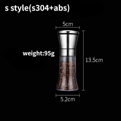 Keramický mlynček na korenie z nehrdzavejúcej ocele 304, ručný sklenený mlynček na čierne korenie, korenie, soľ, kávu, korenie, fľaša