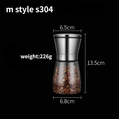Keramický mlynček na korenie z nehrdzavejúcej ocele 304, ručný sklenený mlynček na čierne korenie, korenie, soľ, kávu, korenie, fľaša