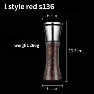 Keramický mlynček na korenie z nehrdzavejúcej ocele 304, ručný sklenený mlynček na čierne korenie, korenie, soľ, kávu, korenie, fľaša