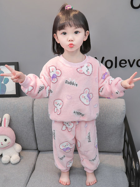 Dvojdielne plyšové zimné pyžamo pre dievčatá