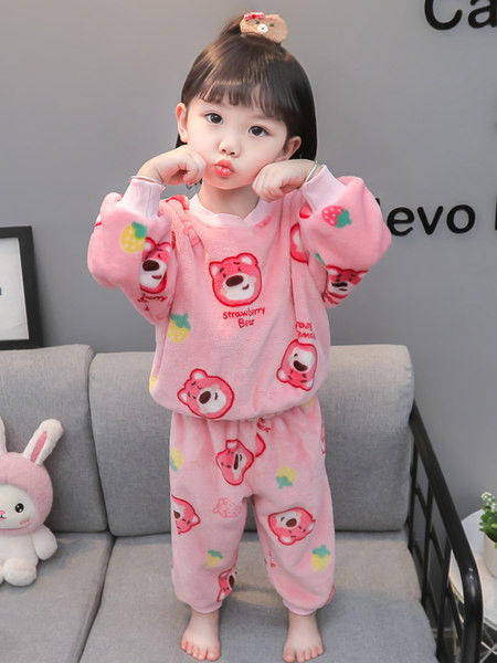 Dvojdielne plyšové zimné pyžamo pre dievčatá