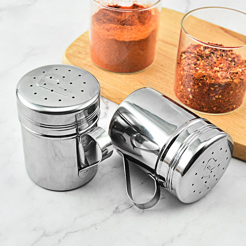 2 vnt virtuvės įrankis su rankena plaktuvu pipirų cukraus druska, nerūdijančio plieno dozatorius, kepsninės miltelių drebulės buteliai