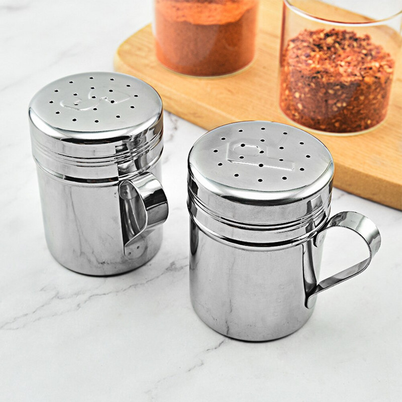 2 vnt virtuvės įrankis su rankena plaktuvu pipirų cukraus druska, nerūdijančio plieno dozatorius, kepsninės miltelių drebulės buteliai