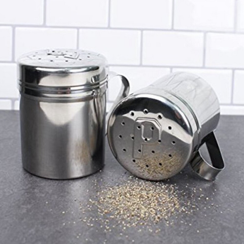 2 vnt virtuvės įrankis su rankena plaktuvu pipirų cukraus druska, nerūdijančio plieno dozatorius, kepsninės miltelių drebulės buteliai