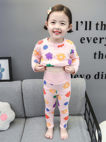 Детска пижама с флорален десен за момичета -две части