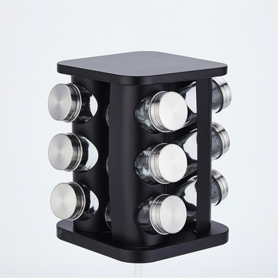 12 ks s otočným držiakom Kuchynské potreby Nerezové nádoby na koreniny Soľ Korenie Stojan na koreniny Sklenená sada fliaš na korenie