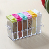 Skaidrus prieskonių indelio rinkinys Druskos ir pipirų prieskonių buteliukas spalvingas dangtelis virtuvės prieskonių kruopų laikymo talpyklos prieskonių lentynėlė