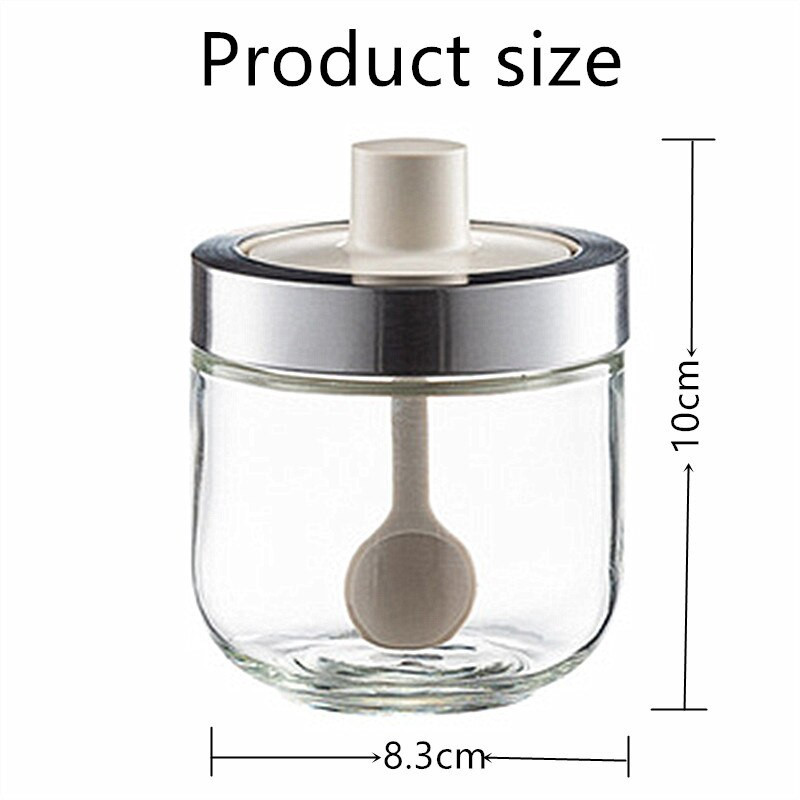 Stiklinės prieskonių dėžutės šaukšto dangtelis Integruotas prieskonių indelio derinys prieskonių indelis Virtuvės reikmenys Druskos plaktuvas Aliejaus butelis Prieskonių įrankiai