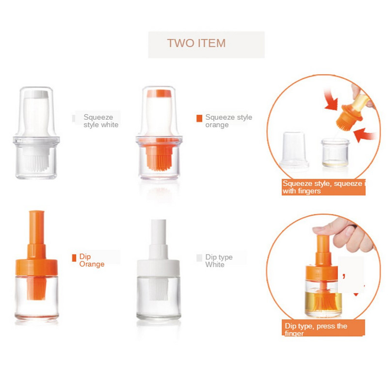 Šepetėlis kepsninės įrankis karščiui atsparus 2 tipų aliejaus butelių šepečiai Virtuvės prietaisai Maisto gaminimo priedai Nešiojami silikoniniai