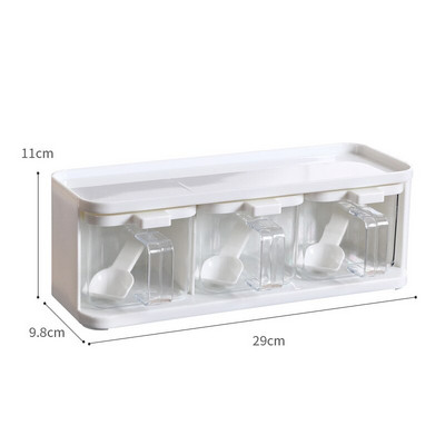 Kuchynské náradie na varenie Jednoduchý stojan na korenie s vekom a lyžicou Kreatívna krabička na korenie Bylinky Korenie Úložná nádoba na korenie Jar