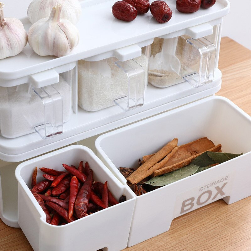 Kuchynské náradie na varenie Jednoduchý stojan na korenie s vekom a lyžicou Kreatívna krabička na korenie Bylinky Korenie Úložná nádoba na korenie Jar