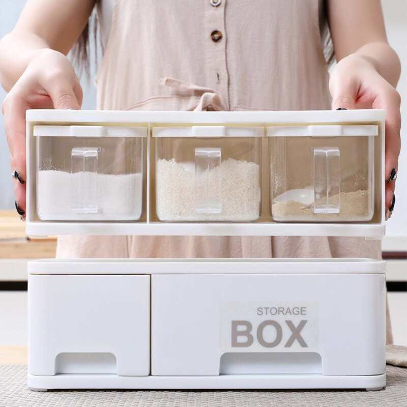 Kuchynské náradie na varenie Jednoduchý stojan na korenie s vekom a lyžicou Kreatívna krabička na korenie Bylinky Korenie Úložná nádoba na korenie Jar