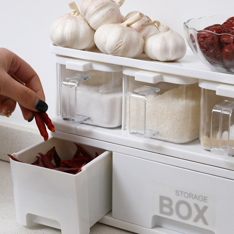 Kuchynské náradie na varenie Jednoduchý stojan na korenie s vekom a lyžicou Kreatívna krabička na korenie Bylinky Korenie Úložná nádoba na korenie Jar