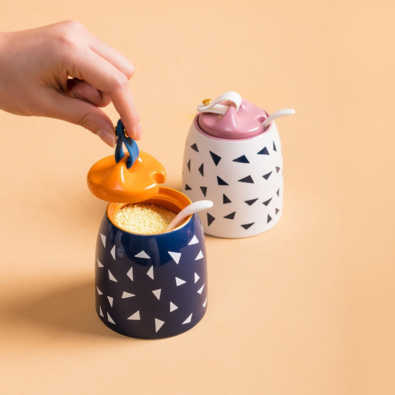 Keraminis prieskonių puodas Dulkėms atsparus druska pipirų prieskonių dėžutė restoranas pagardų indelis, cukrus, keptuvė, buitinė virtuvė