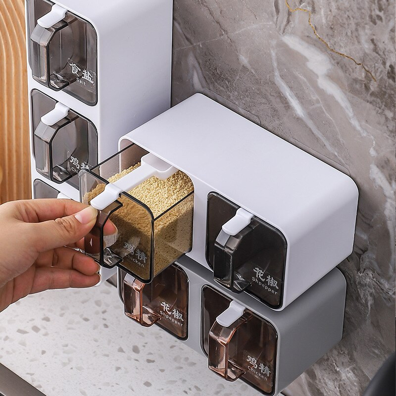 Prieskonių stiklainių rinkinys Virtuvės tvarkyklė ir laikymo konteinerio stovo priedai Druskos plaktuvo reikmenys Inovatyvus pagalbininkas