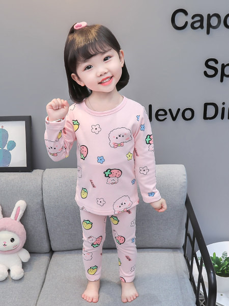 Detské pyžamo pre dievčatá s oválnym výstrihom